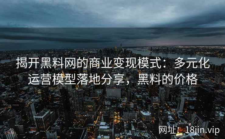 揭开黑料网的商业变现模式：多元化运营模型落地分享，黑料的价格