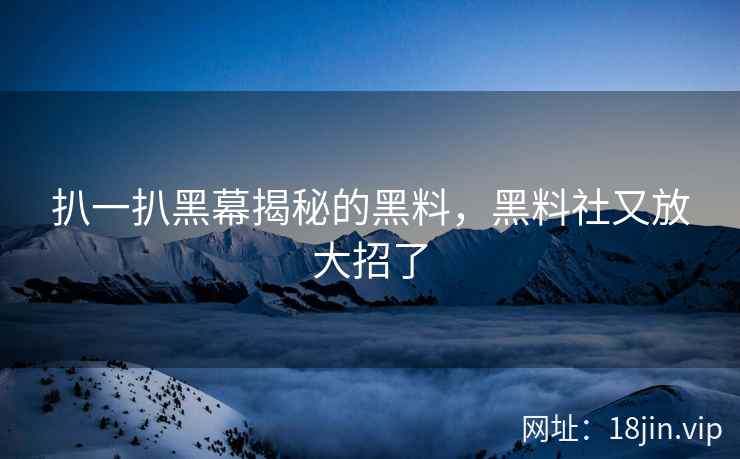 扒一扒黑幕揭秘的黑料，黑料社又放大招了