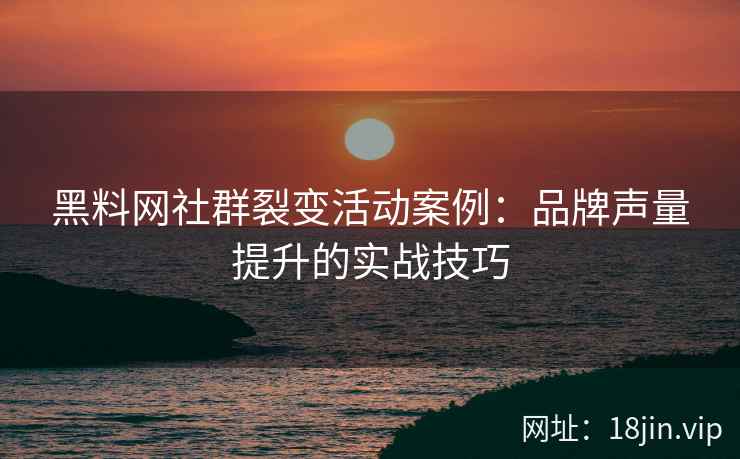 黑料网社群裂变活动案例：品牌声量提升的实战技巧