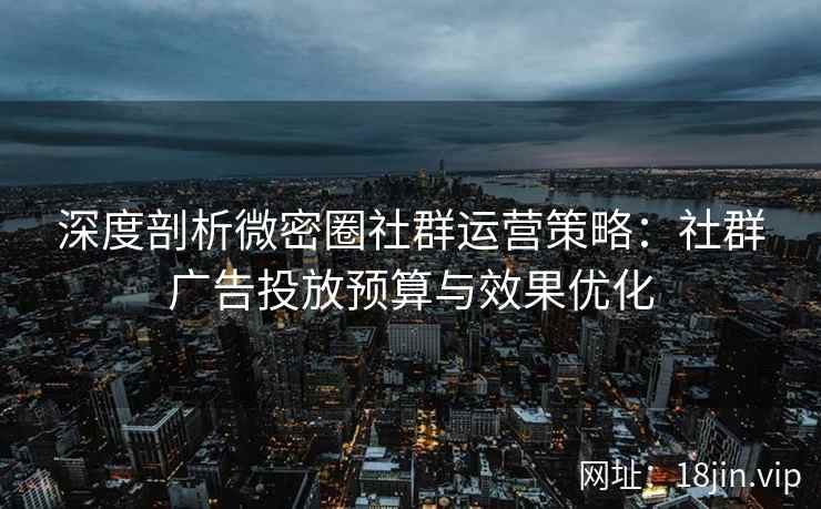 深度剖析微密圈社群运营策略：社群广告投放预算与效果优化
