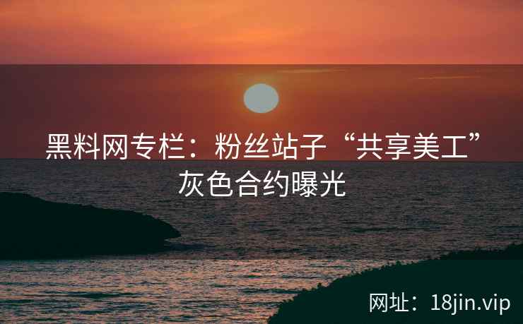 黑料网专栏：粉丝站子“共享美工”灰色合约曝光