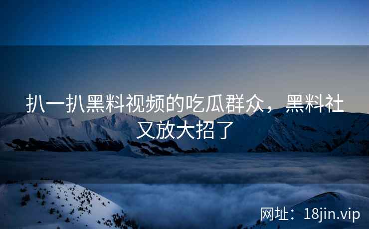 扒一扒黑料视频的吃瓜群众，黑料社又放大招了