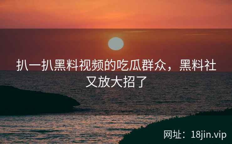 扒一扒黑料视频的吃瓜群众,黑料社又放大招了