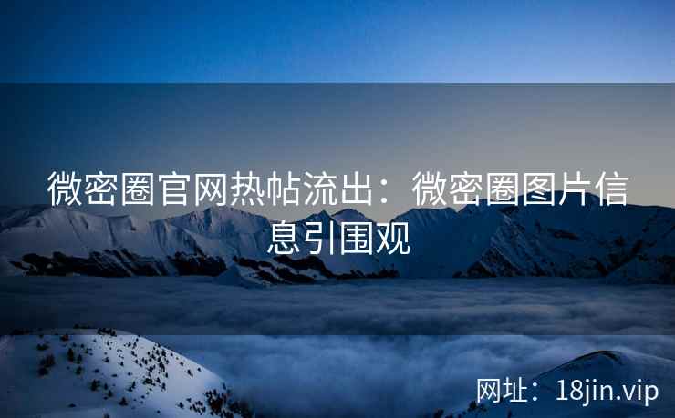 微密圈官网热帖流出：微密圈图片信息引围观
