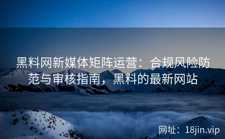 黑料网新媒体矩阵运营：合规风险防范与审核指南，黑料的最新网站