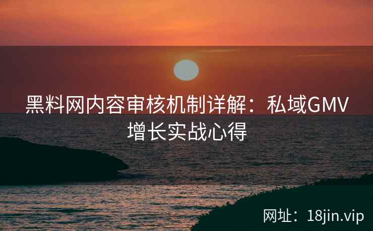 黑料网内容审核机制详解：私域GMV增长实战心得