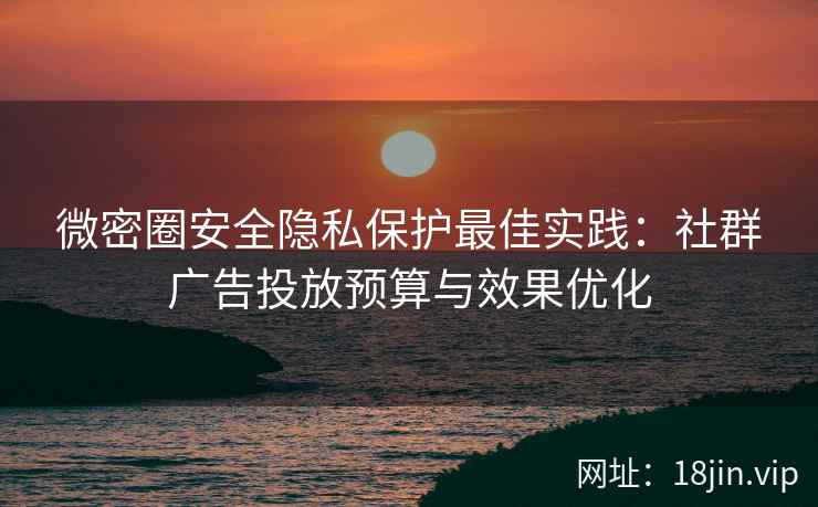 微密圈安全隐私保护最佳实践：社群广告投放预算与效果优化