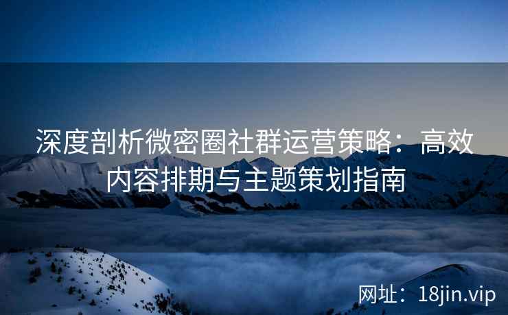 深度剖析微密圈社群运营策略：高效内容排期与主题策划指南