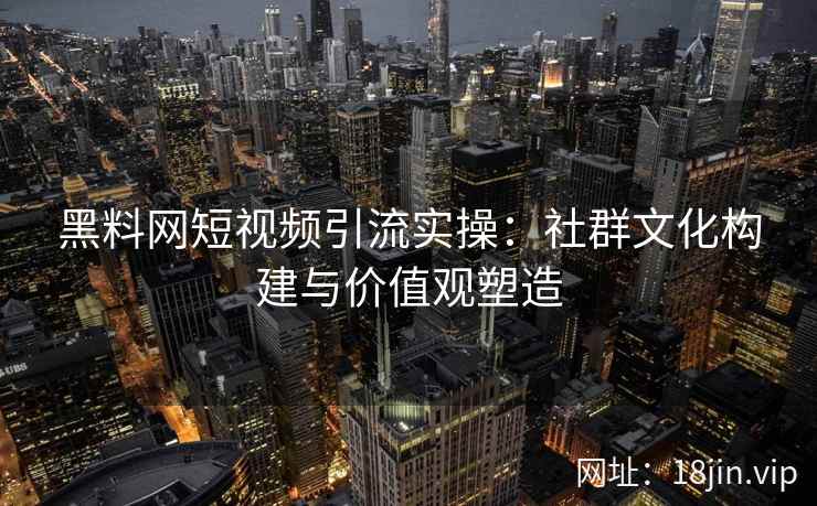 黑料网短视频引流实操：社群文化构建与价值观塑造