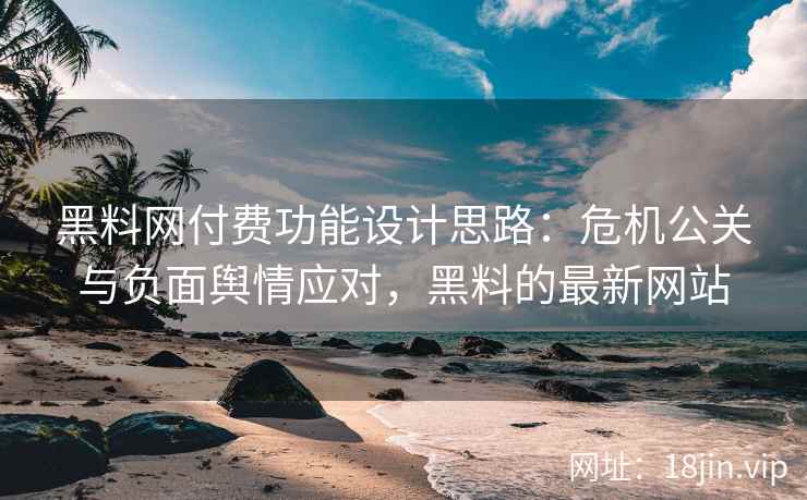 黑料网付费功能设计思路：危机公关与负面舆情应对，黑料的最新网站